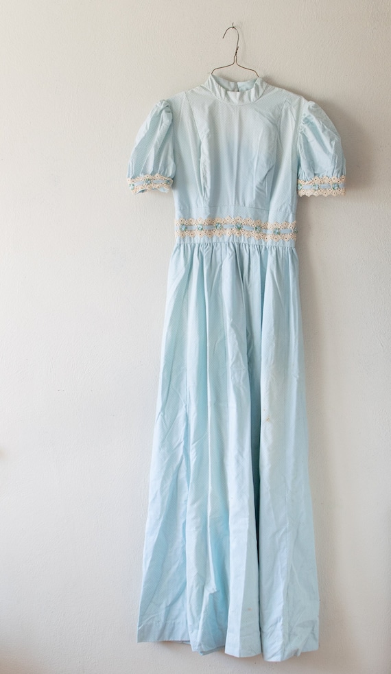 1970's Blue Bird Floral Lace Polka Dot Easter Dress - Etsy UK