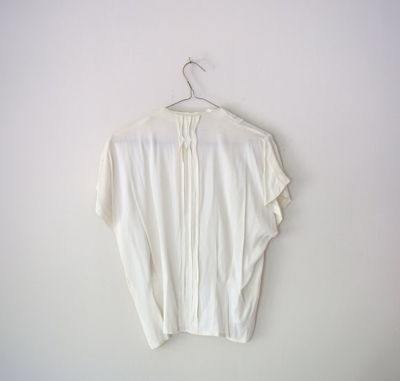 Vintage 1970’s White Button Up Top Cream Blouse S… - image 2