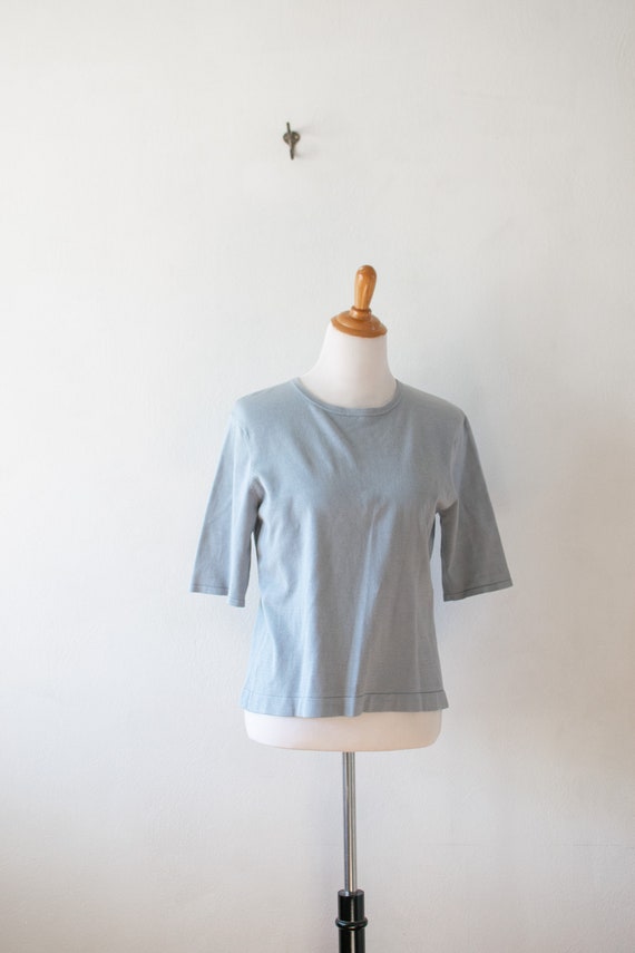 Vintage 1990's 1980's Baby Blue Silk Blend Sweater