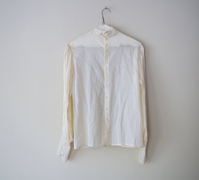 Vintage Antique Edwardian Cream Ruffled Blouse Shirt Waist Victorian image 3