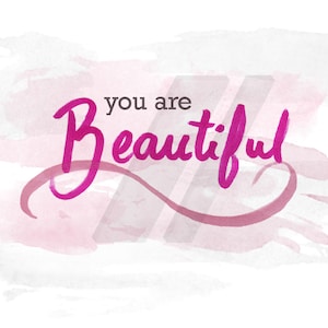pink wall decor for feminine bedroom - motivational quote poster - horizontal layout watercolor art