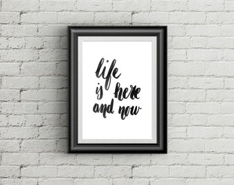 black and white minimalist positive quote modern calligraphy printable poster, office or bedroom decor