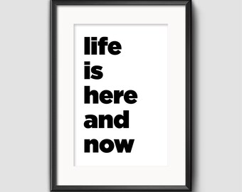 black and white positive quote poster, minimalist art modern style typographic art in thick capital letters, positive quote minimalist décor