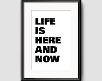 black and white positive quote poster, minimalist art modern style typographic art in thick capital letters, positive quote minimalist décor