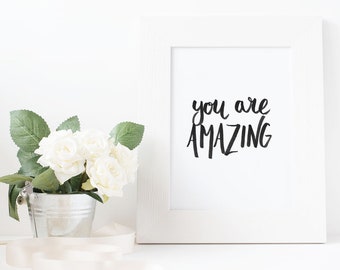 black and white minimalist positive quote modern calligraphy printable poster