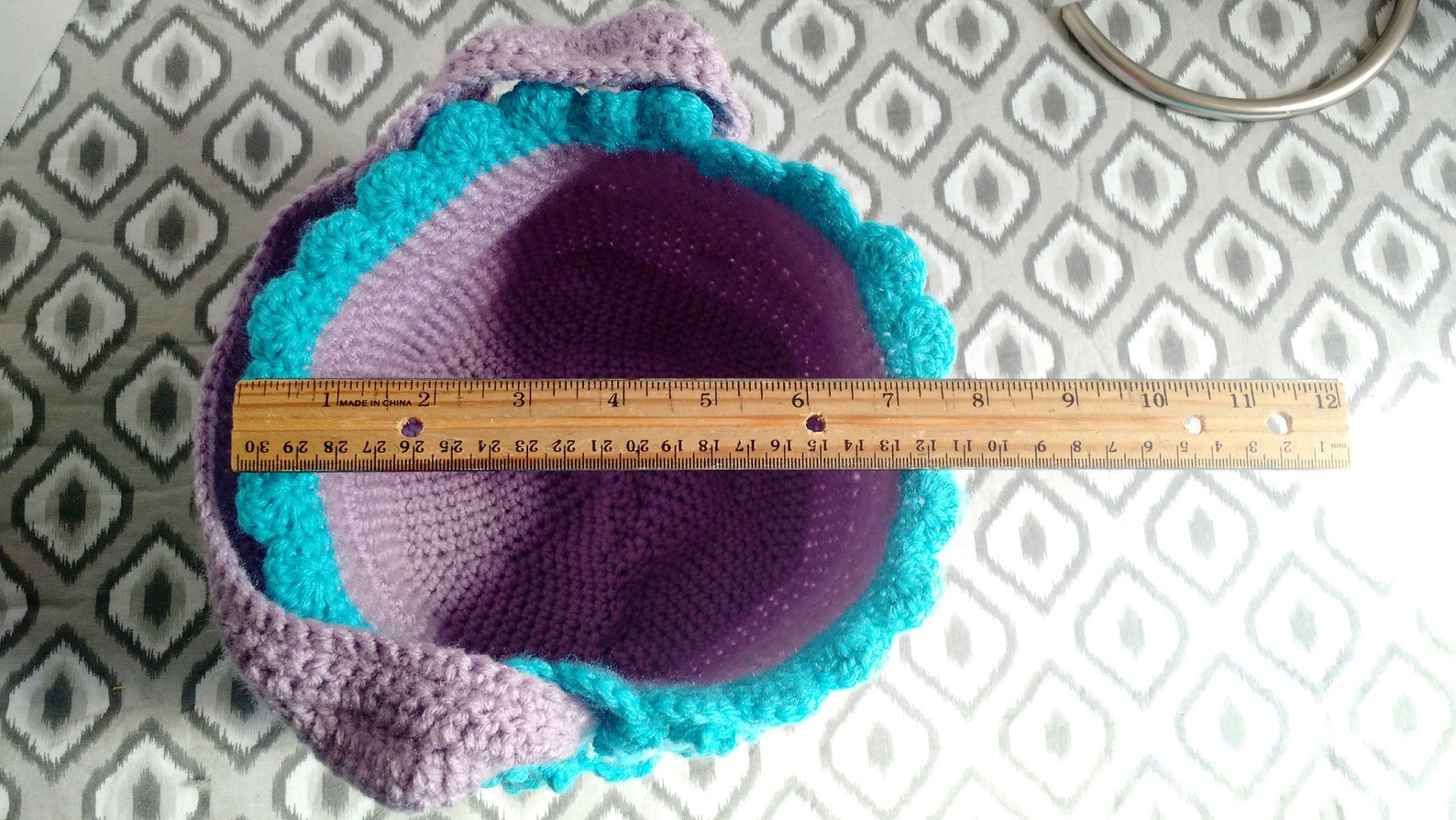 Cesta de ganchillo púrpura y aqua | Etsy