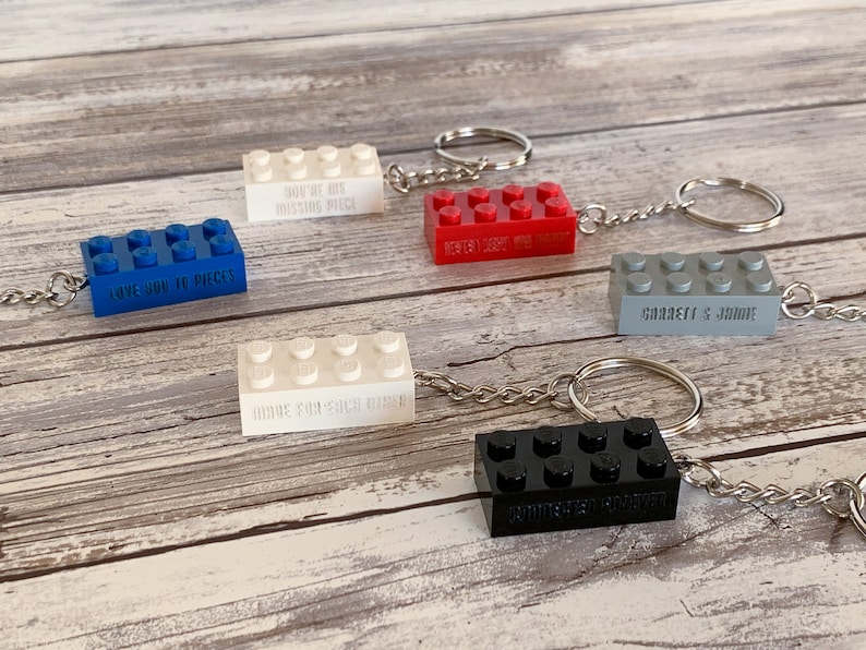 Custom Lego Brick Keychain Engraved Name Personalize Etsy