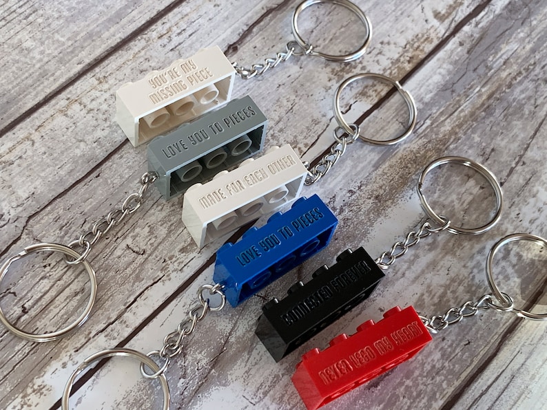 Custom Lego Brick Keychain Engraved Name Personalize Etsy