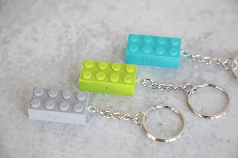 Custom Lego Brick Keychain Engraved Name Personalize Etsy