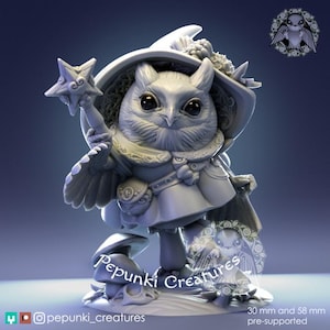 Owl Lady Mage | DnD/Table Top Mini | Pepunki Creatures