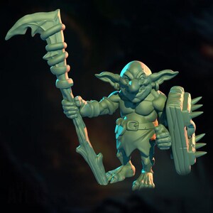 Goblin with Scythe and Shield | DnD/Table Top Mini | Monster Atlas
