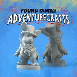 Dandy Rabbit Swordsman | DnD/Table Top Mini | Found Family Adventure Crafts