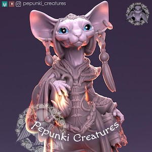 Sphynx Cat Mage | DnD/Table Top Mini | Pepunki Creatures
