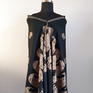 Black Embroidered Kashmir Pashmina Shawl Rhinestones Embroidery Scarf Indian Shawl Gift for Her Birthday Gift Hijab Cashmere Wool Shawl