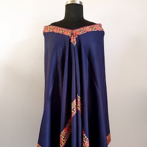 Dunkelblauer handbestickter Kaschmir Schal Größe 28 x 78 Handarbeit Pashmina Schal Nadelstickerei Schal Kaschmir IndianerTuch Geschenk für Sie