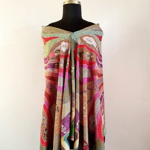 Light Weight Multi Color Soft Pashmina Wool Full Embroidered Shawl Digital Print Paisley Pattern Shawl Gift for her Birthday Gift