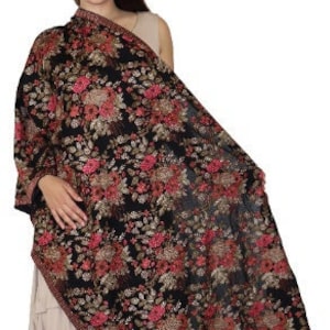 100X36 Inches Extra Long High End Kashmir Shawl, Embroidered Shawl, Karandi Shawl, Bridal Shawl, Gift Shawl, Evening wrap, Wedding Shawl