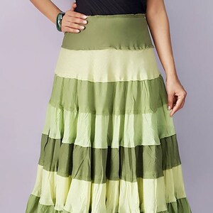 Boho Cotton Tiered Skirt/High Fashion Layered Full Circle Skirt/ Soft Cotton Skirt/ Tiered Skirt/ Multi Layer Cotton Skirt