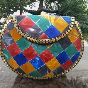 Women&#39;s Boho Multi Color MOP Mosaic Clutch Bag/Gift for Her/Mosaic Sling Bag/Wedding Gift Bag/Evening Clutch bag/wedding Bag/Christmas gift