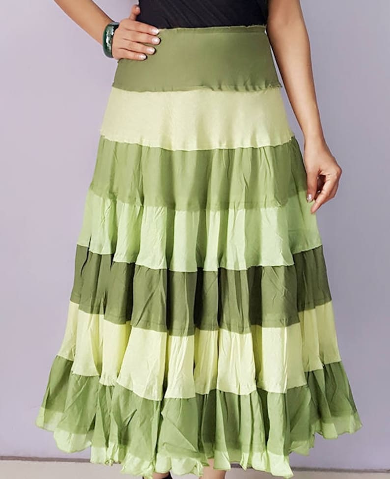 Boho Cotton Tiered Skirt/high Fashion Layered Full Circle Etsy