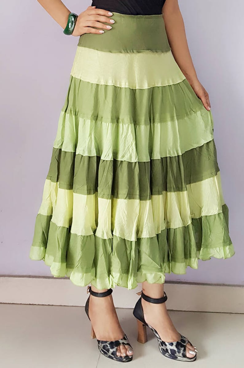 Boho Cotton Tiered Skirt/high Fashion Layered Full Circle Etsy