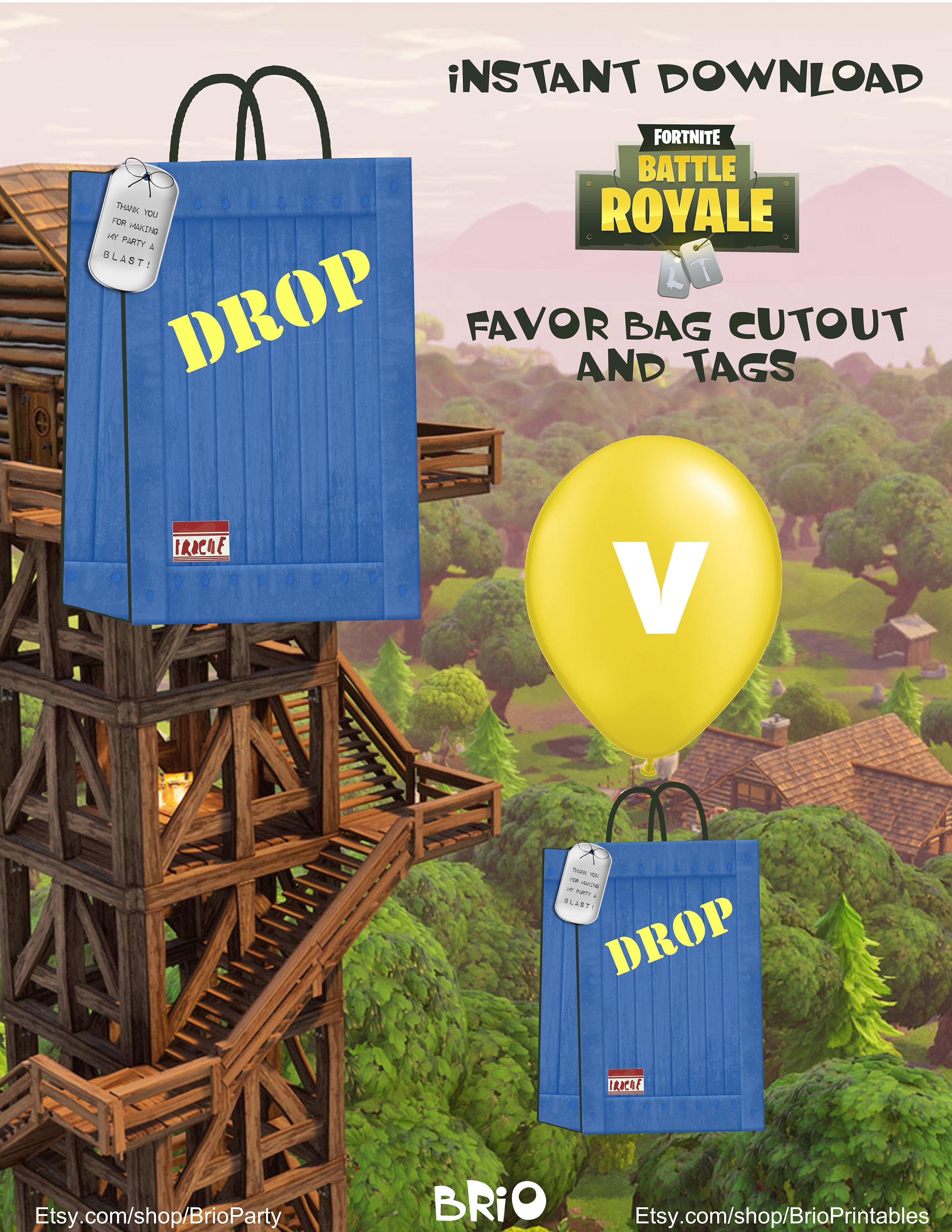 Fortnite Birthday Party Fortnite Favor Bag Cutouts Fortnite | Etsy
