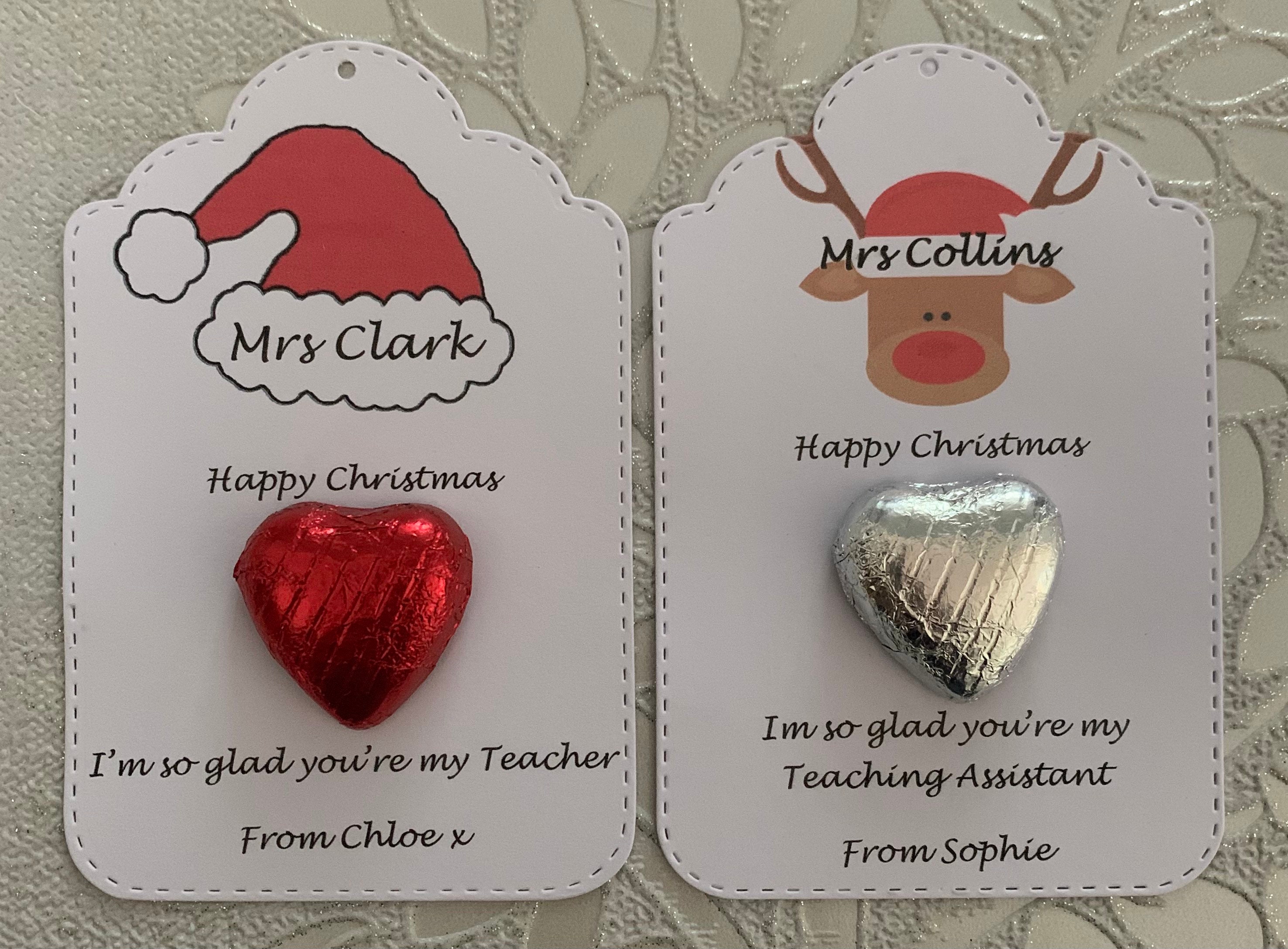 Personalised Chocolate Heart Favour for Christmas - Teacher, Teaching…