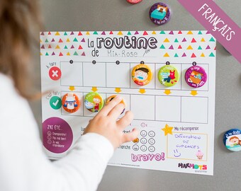 My Daily Routine motivational kit - Routine chart for children - Magnets - Dry-erase magnetic board - Minimo playful motivation