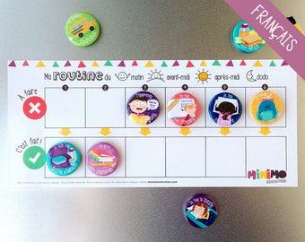 My Daily Routine board extension - Routine chart for children - Magnets - Dry-erase magnetic board - Minimo playful motivation