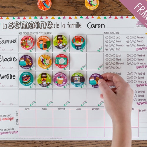 Organisateur Familial Une Semaine A La Fois Horizontal Etsy