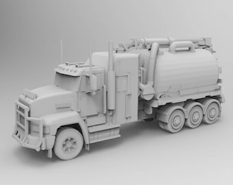 HO Scale 1/87 Mack Hydrovac Semi Truck Imprimé en résine transparente