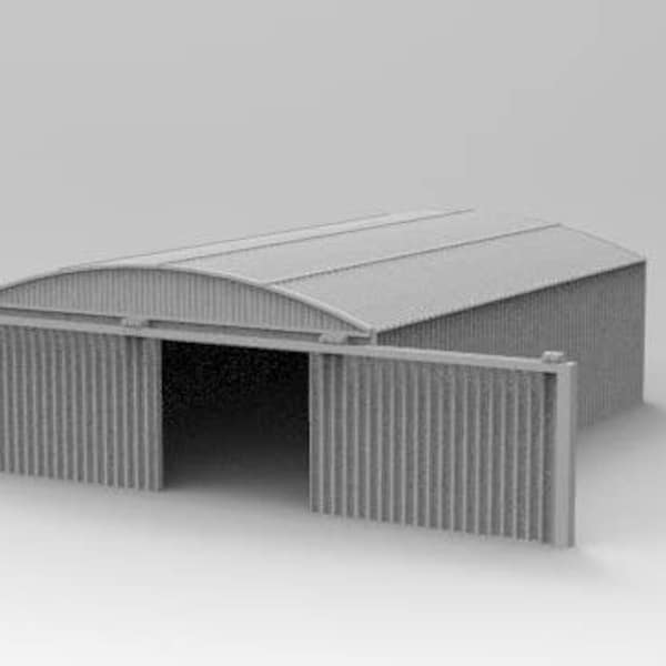 Aircraft Hanger - by WOW Buildings - 3D Printable STL - Immediate Download. Wargaming, Diorama, Railroading, Scale Model