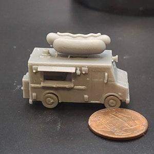 N Scale 1/160 Hot Dog Food Truck Printed in Clear Resin