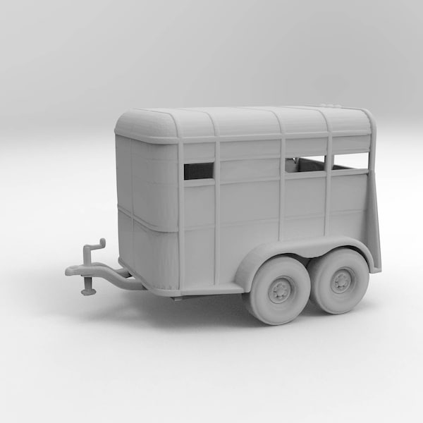 N Scale 1/160 Small Horse Livestock Trailer Printed in Clear Resin