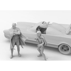 N Scale 1/160 1960s BatMobile with Figures Printed in Clear Resin