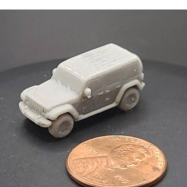 N Scale 1/160 2018 Jeep Wranger Sahara Printed in Clear Resin