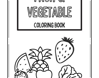 Libro para colorear de frutas y verduras de la A a la Z / Páginas para colorear para niños / Imprimible / PDF educativo