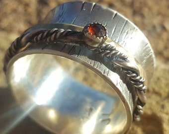 Kate-Sterling Silver and Garnet Spinner/Prayer/Meditation Ring