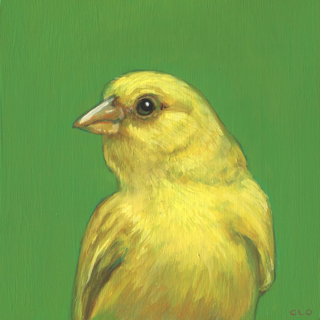 Canary Portrait Print: Vibrant Yellow Bird Art, Emerald Green - Etsy