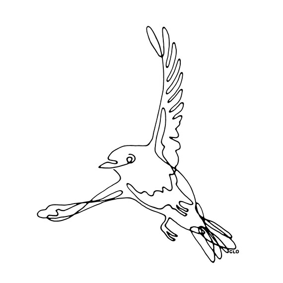 Minimalist Bird Line Art Modern One Line Drawing Digital Art