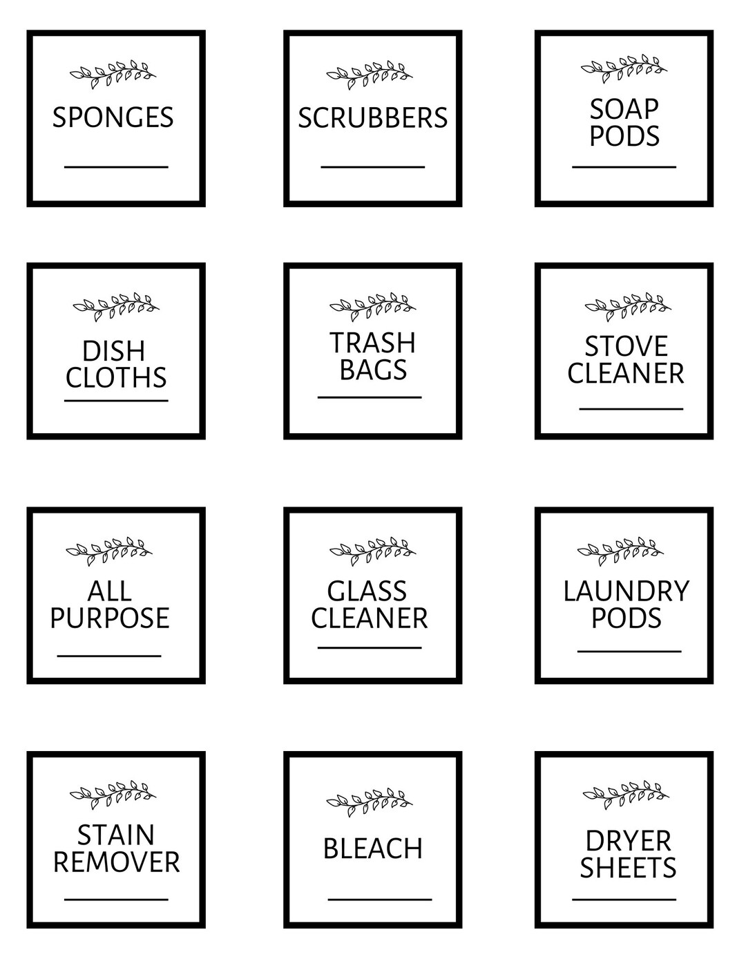 2 Editable Labels for Kitchen and Laundry Organization Modern Cleaner