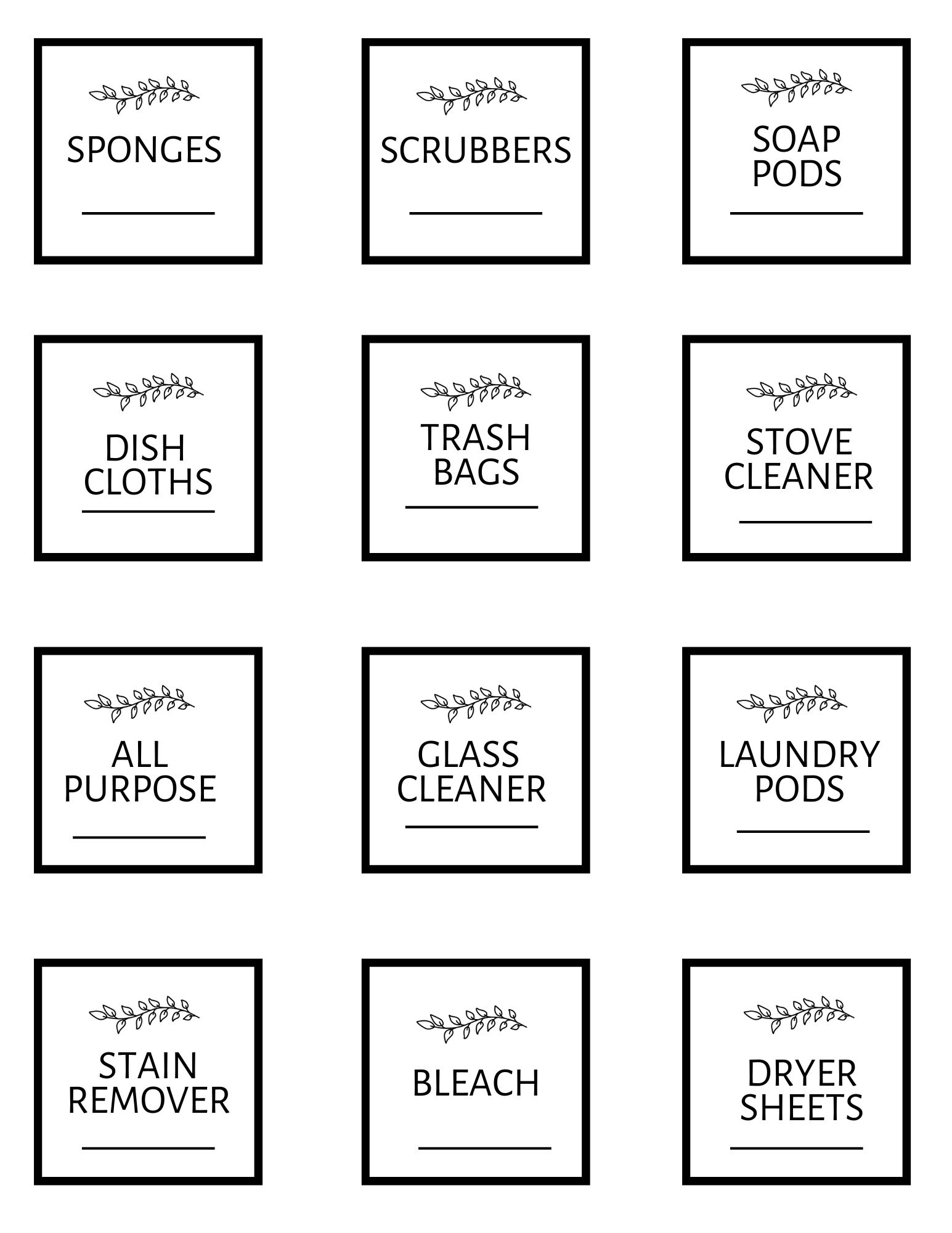 2 Editable Labels for Kitchen and Laundry Organization Modern Cleaner