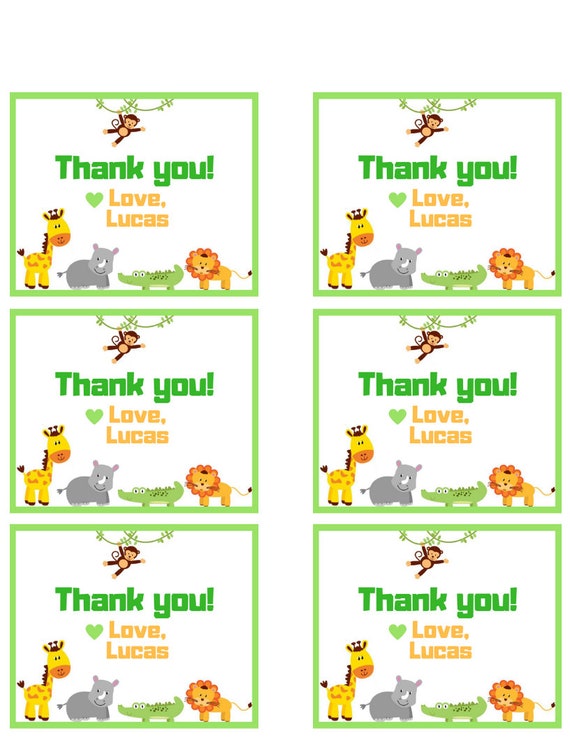 Zoo Theme Party Printables Thank You Favor Labels Etsy