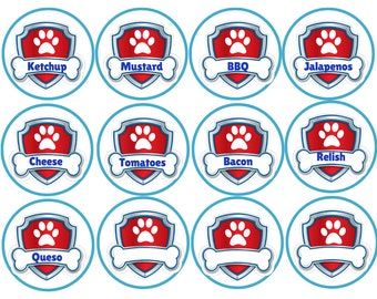 Paw Puppy Party Food Labels