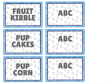 Puppy Paw Party Food Labels