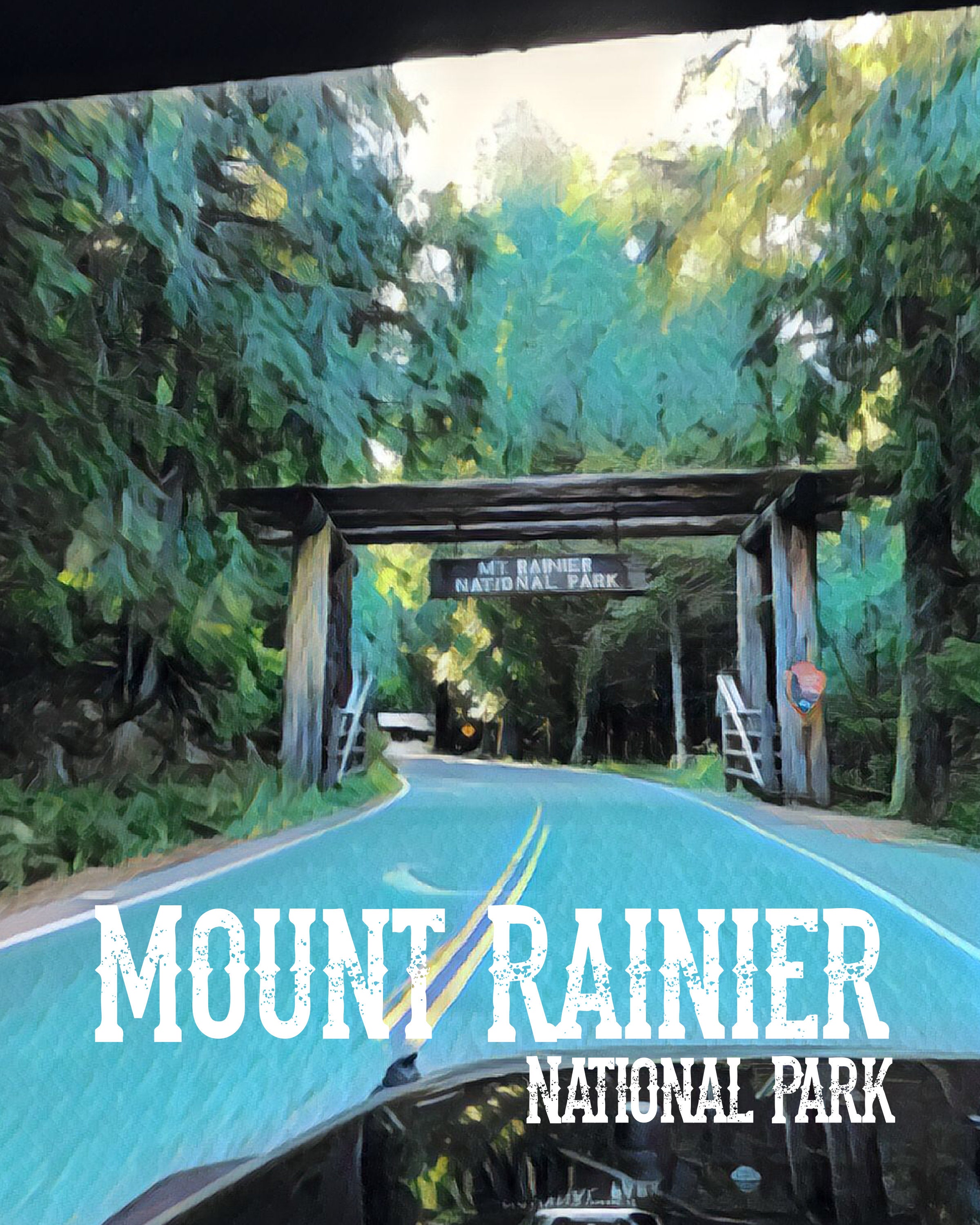 Mount Rainier National Park Nisqually Entrance Gate Print Etsy