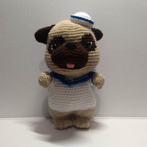 Crochet Papi the Sailor Pug Amigurumi