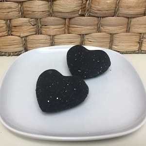 Obsidian Stardust Glitter Heart Bath Bombs, Featuring Eco Friendly Glitter Amber Romance Scent, Soothing/Softens Skin, Handmade, Vegan image 1