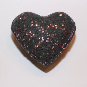 Obsidian Stardust Glitter Heart Bath Bombs, Featuring Eco Friendly Glitter Amber Romance Scent, Soothing/Softens Skin, Handmade, Vegan image 2