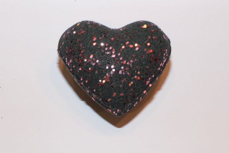Obsidian Stardust Glitter Heart Bath Bombs, Featuring Eco Friendly Glitter Amber Romance Scent, Soothing/Softens Skin, Handmade, Vegan image 2